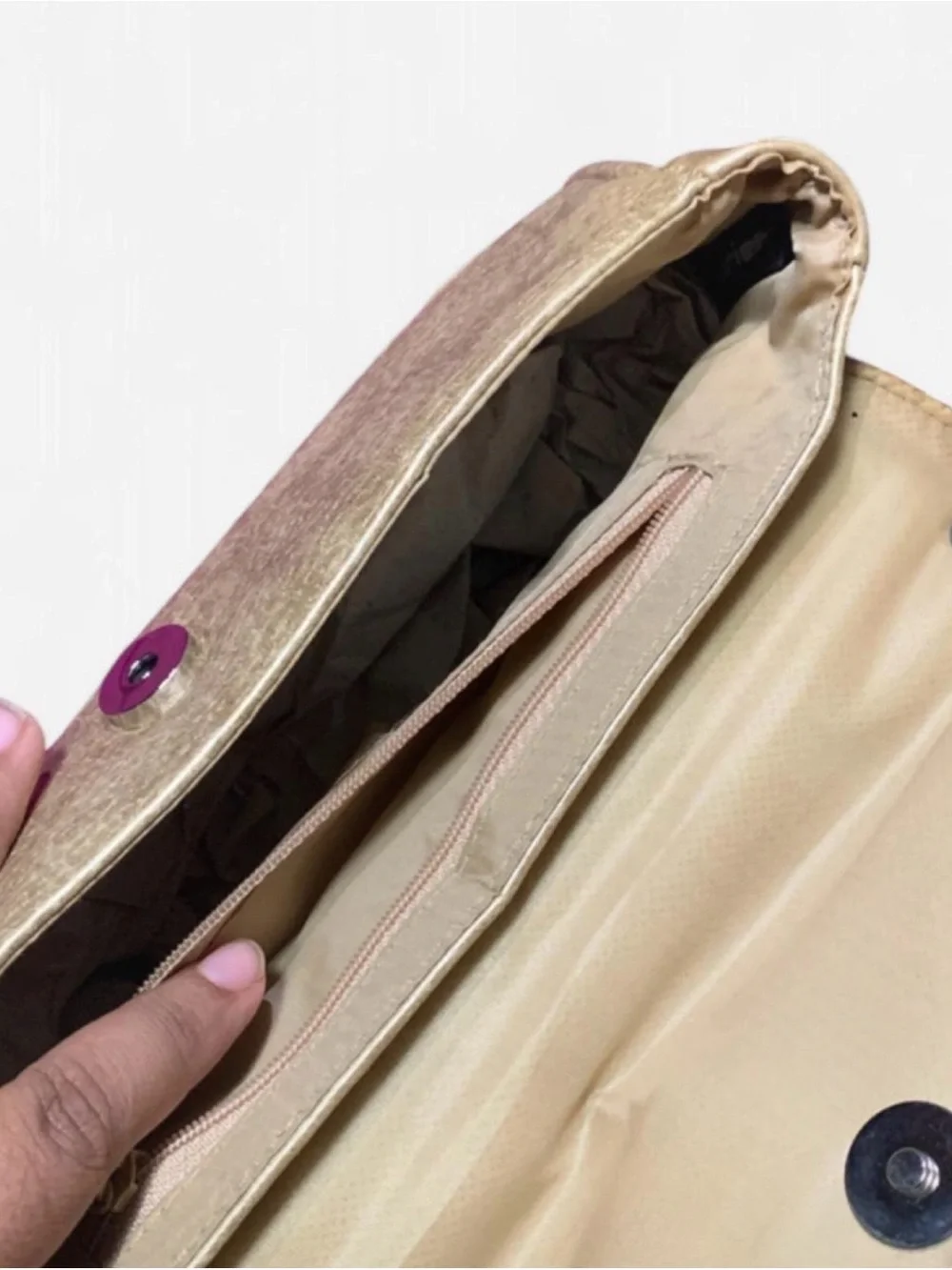 Metallic Gold Leather Wristlet Clutch